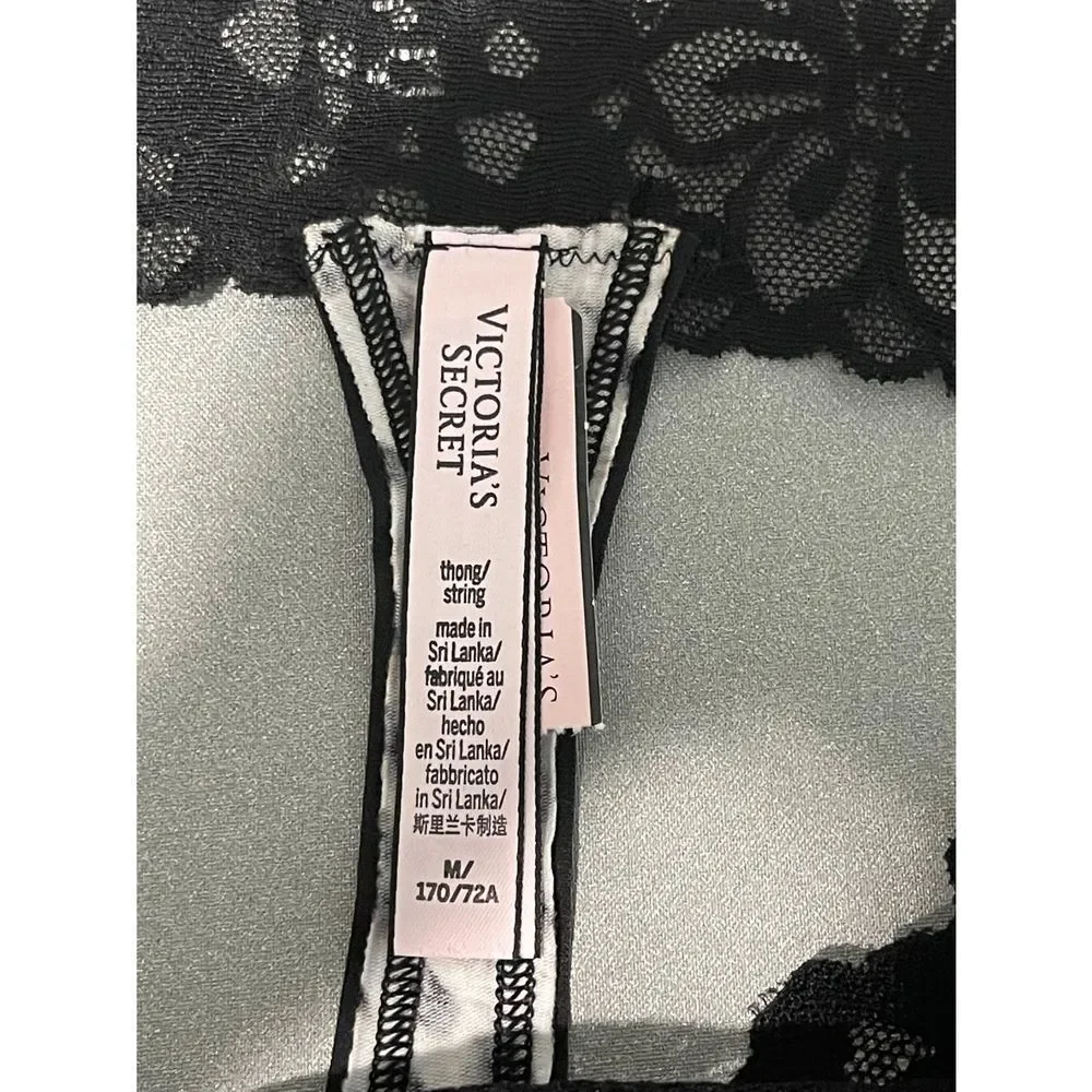 VICTORIA’S SECRET LEOPARD CHEETAH PRINT FLORAL LACE TRIM THONG M NWT - Picture 4 of 5